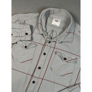 Katin Long Sleeve Button Up Shirt Large Shacket Flannel Gray Rust Pockets‎ Fall